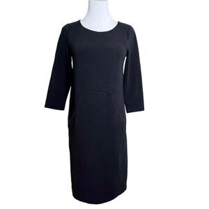 Boden Black Ribbed Seam Detail Pocket Tunic‎ Dress sz 4 Long Retails $98